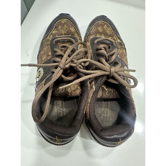 Y2K Vintage Baby Phat Leather Athletic Shoes Gold And Crystal Accents Size 9 - Picture 1 of 7